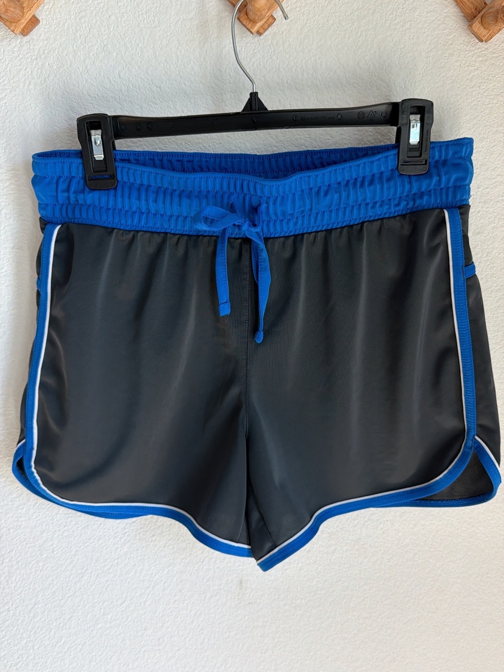 Made For Life Women’s Black and Royal Blue Elastic Waist Athletic Shorts